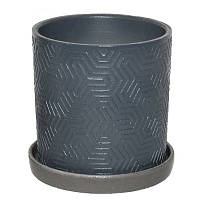 Горшок Цилиндр Тринити d15 h16см 1,8л с поддоном бетон серый