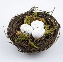 Набор гнезд с яйцами 2шт, d6см, белый
