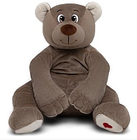 Мягкая игрушка медведь Лари, h35см, бежево-серый
