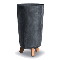 Кашпо Prosperplast Gracia Tubus Slim высокое на ножках d24 h44.5см 18л пластик антрацитовый бетон
