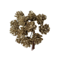 Вставка Шишки 12шт d2*h10см с глиттером шампань