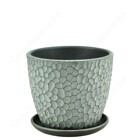 Горшок Бутон Манго d15 h12см 1,7л с поддоном керамика серый