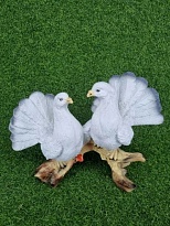 Голуби Пара на ветке белые h25см