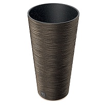 Кашпо Prosperplast Furu Round Slim Eco Wood d30 h57,5см 15л с вкладкой пластик кофе