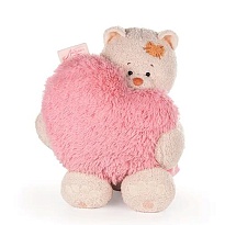 Мягкая игрушка KULT Кошка Мэри с сердцем h37см розовый