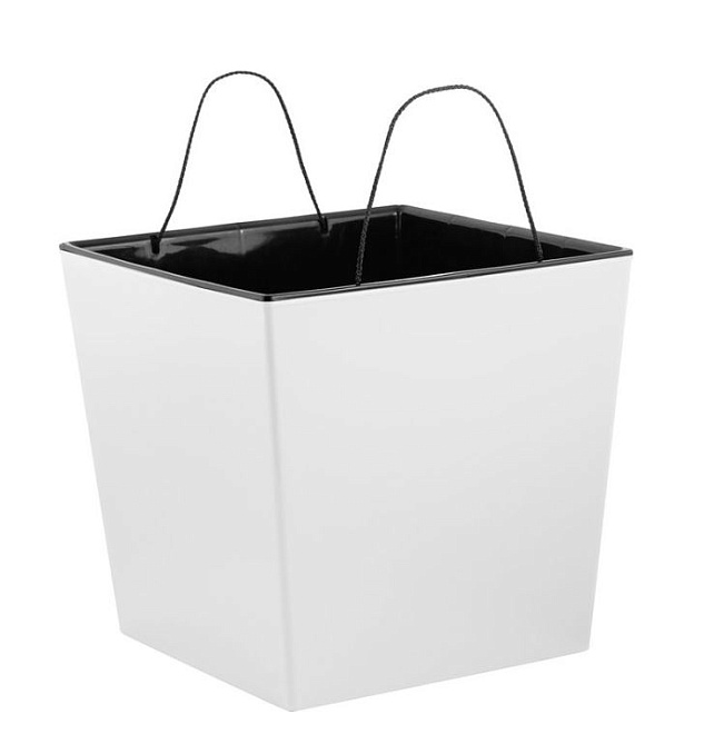 Кашпо London Cube 25*25 h23,8см 11,6л с вкладкой пластик белоснежный жасмин