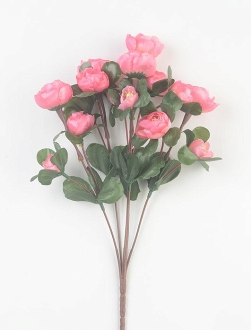 Камелия в букете, искусственная, 15 голов, h34см, розовый
