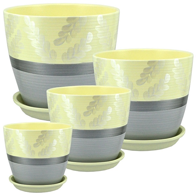 Горшок Бутон Дижон d21 h21см 5л с поддоном керамика желтый