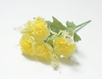 Гвоздика в букете искусственная 5 голов h30см лимон-светло