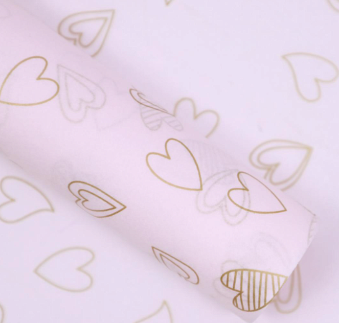 Тишью 50*70см Сердца 20л розовый с золотом