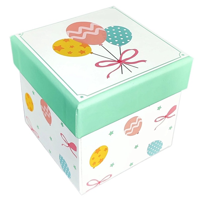 Коробка подарочная Шарики 8*8*6,5см белый