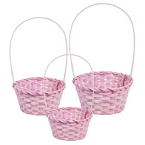 Корзина (бамбук) d18*h10*hh34см круг розовый светлый
