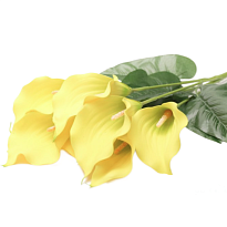Каллы в букете искусственные 7 голов h62см желтый