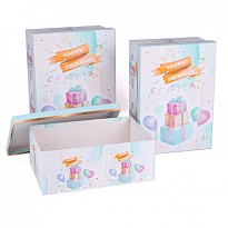 Коробка подарочная Прямоугольник 30,5*22*12,5см Happy Birthday 