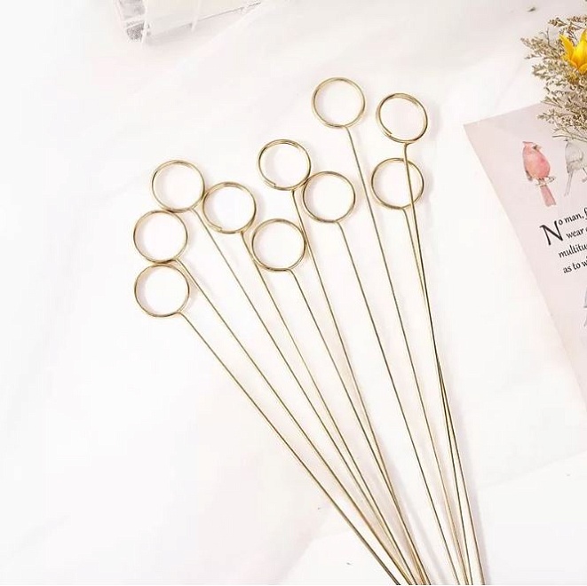 Держатель для открыток/ценников металлический золотой 1 шт.