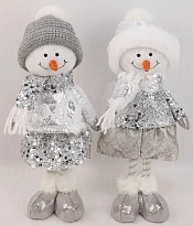 Изделие декоративное Снеговик девочка 13*12 h35см серебряный