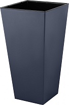 Кашпо London Cube 25*25 h47см 19,5л с вкладкой пластик вулканический серый