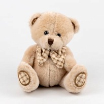 Мягкая игрушка Медведь с бантом h15см бежевый