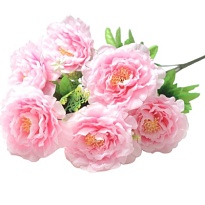 Пион  в букете искусственный 7 голов h67см розовый