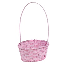 Корзина (бамбук) d19*h9*hh32см круг розовый