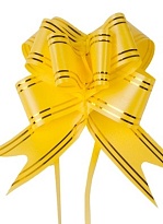 Бант бабочка 50мм с золотой полосой желтый