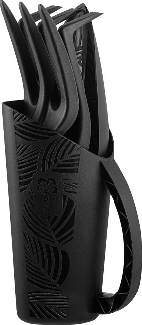 Набор инструментов (лопатка, широкая и узкая лопатка, грабельки, вилка для рыхления) черный