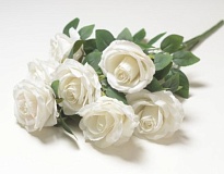 Розы в букете искусственные 7 голов h60см белый
