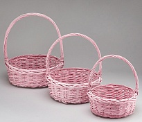 Корзина (ива) d33*h13*hh38см круг розовый