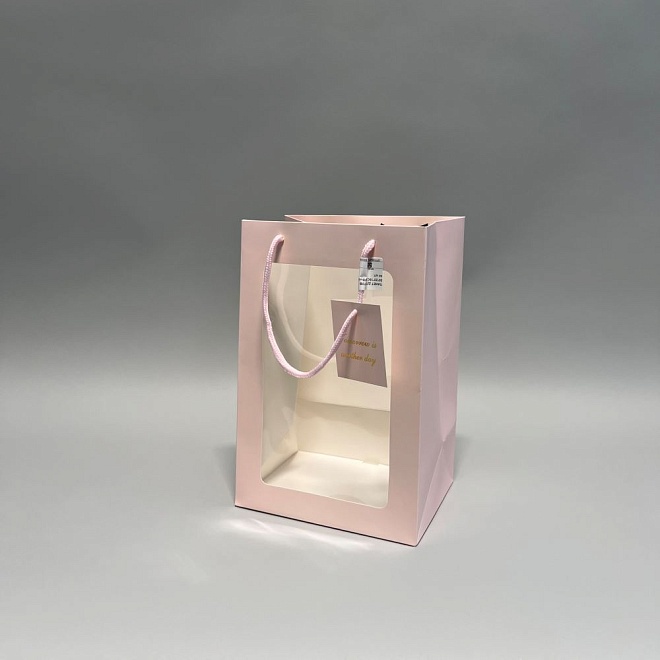 Пакет для цветов  Окно 30*20*15см розовый