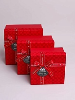 Коробка квадрат 19*19*9см монпасье с бантом красный