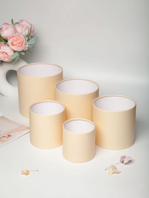 Коробка шляпная без крышки d16*h16см матовый кремовый