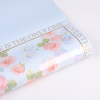 Пленка матовая 57*57см Миллион роз 20 листов небесно-голубой