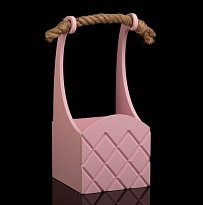Ящик декоративный с ручкой-канат №8 12,5*12,5 h12,5hh27,5см розовый