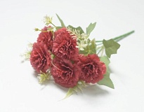 Гвоздика в букете искусственная 5 голов h30см красный