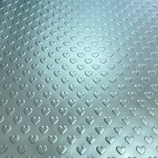 Пленка металл 58*58см "Сердечки 3D" 10 листов голубой
