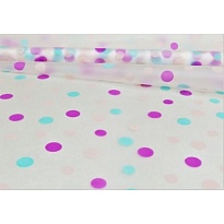 Пленка матовая 70см*08м CartaPack Трехцветный горох пудровый/бирюзовый/ярко-фиолетовый