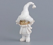 Фигурка декоративная мальчик в пушистой шапочке 13см белый
