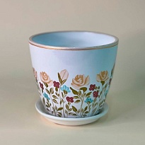 Горшок Бутон Роспись Прованс d12 h12см 1л с поддоном керамика