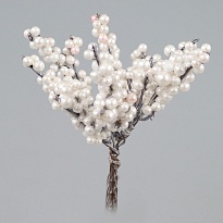 Набор веток с ягодами на вставках 6шт h16см белый