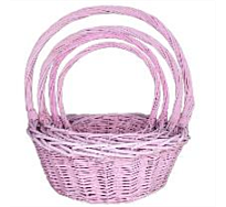 Корзина (ива) d21*h10*hh26см круг розовый