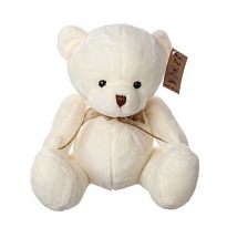 Мягкая игрушка Медведь с бантом h25см кремовый