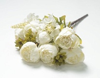 Пионы в букете искусственный 10 веток h50см белый