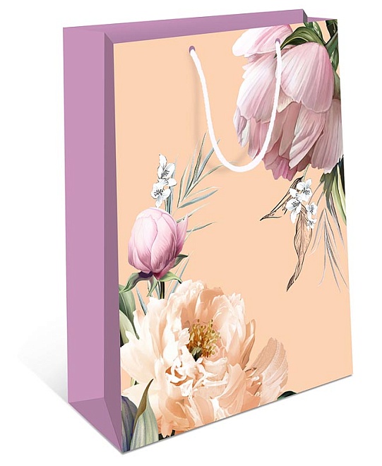 Пакет подарочный 26*32*12см цветы