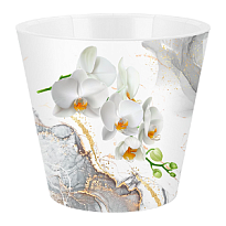 Горшок London Орхидея Deco d16 h15см 1,6л с вкладкой пластик белая орхидея