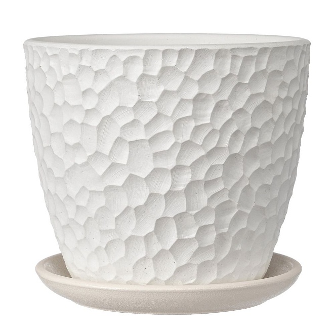 Горшок Бутон Манго d18 h15см 2,8л с поддоном бетон белый