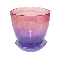 Горшок Органза d15.5 h17см 2л с поддоном стекло алеб. крш. розово-фиолетовый