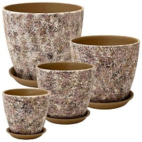 Горшок Бутон Яшма d12 h12см 0,9л с поддоном керамика бежевый