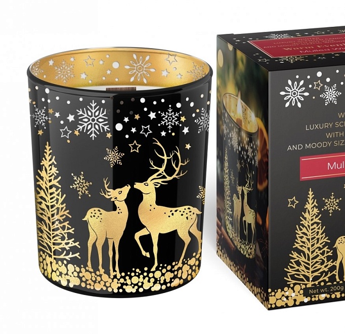 Свеча в стакане Bartek, 200г аромат Теплый вечер, деревянный фитиль