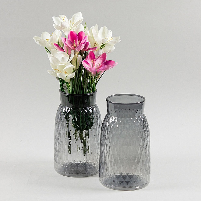 Ваза из акрила d11,5*h20см текстурная серый