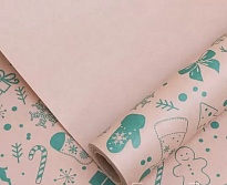 Бумага крафт 70см*10м 70г/м2 Рождество зеленый